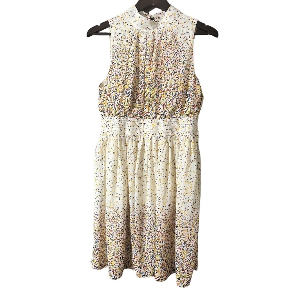 Azalea Sleeveless Multicolour Confetti Patterned Lined Cream Dress Size Large